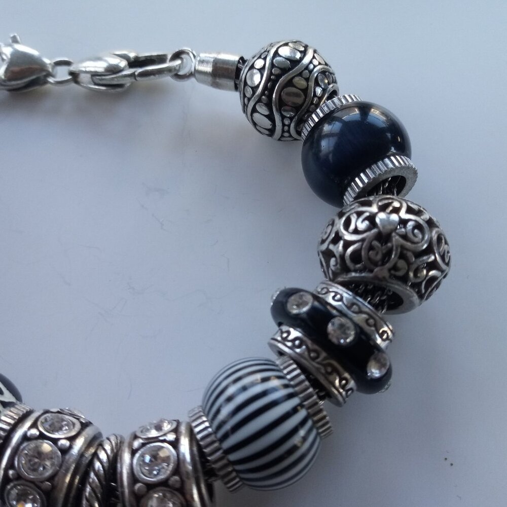 Brighton Black, Silver and Navy Beaded Charm Bracelet - Picture 5 of 7